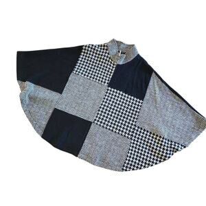 Katie Todd Women's Sweaters, Black & White Houndstooth Plaid Wool Shrug, Sz S/M